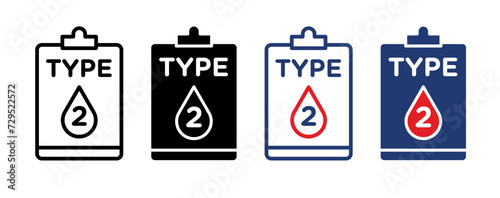 Glucose Condition Line Icon. Diabetes Management Icon in Black and White Color. photo