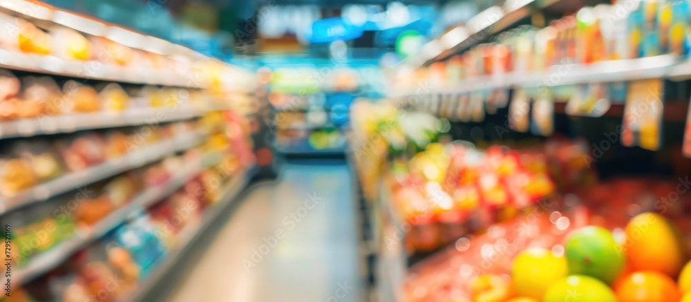 abstract blurred supermarket background. AI generated image