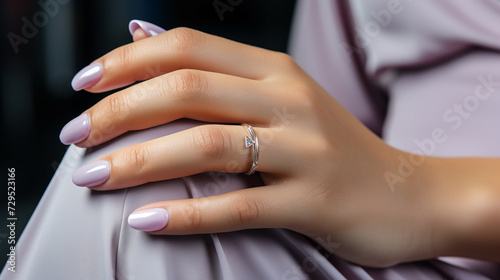 wide manicure banner background image with beautiful fingers of a lady hand with polished nails and smooth skin color 