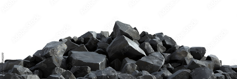Black rocks stones pile bottom ground cutout transparent backgrounds 3d render png