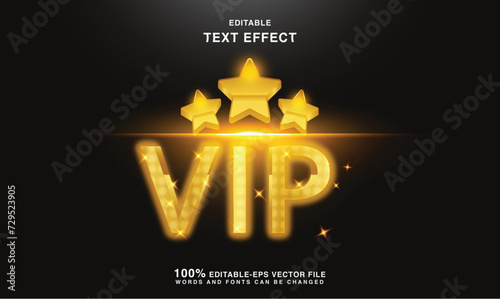 vip stars member text logo. editable text style