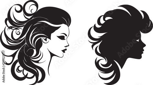 Woman hairstyle bread black silhouette