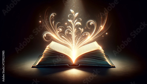 An open book that glows. An open book emitting a soft radiant light from its pages, symbolizing knowledge.
