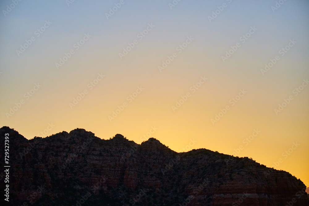 Golden Hour Sunset and Mountain Silhouette in Sedona