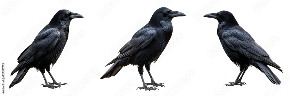 Black Crows Isolated Bird Set Isolated on Transparent or White Background, PNG Black Crows Isolated Bird Set Isolated on Transparent or White Background, PNG