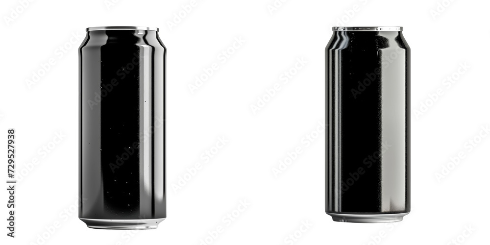 Black Aluminum Cans 330ml Set Isolated on Transparent or White Background, PNG Black Aluminum Cans 330ml Set Isolated on Transparent or White Background, PNG