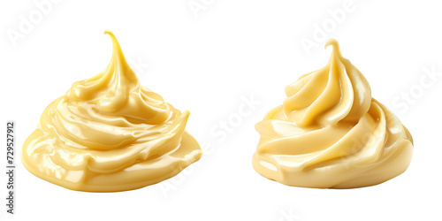 Mayonnaise Dollop Set Isolated on Transparent or White Background, PNG