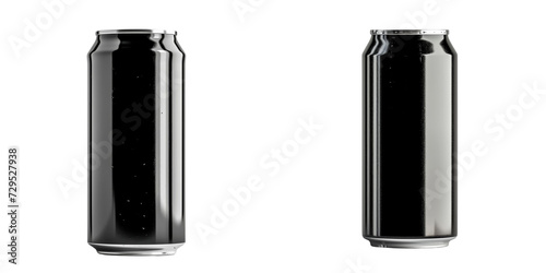 Black Aluminum Cans 330ml Set Isolated on Transparent or White Background, PNG photo