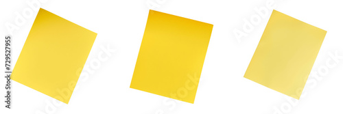 Yellow Sticky Note Set Isolated on Transparent or White Background, PNG