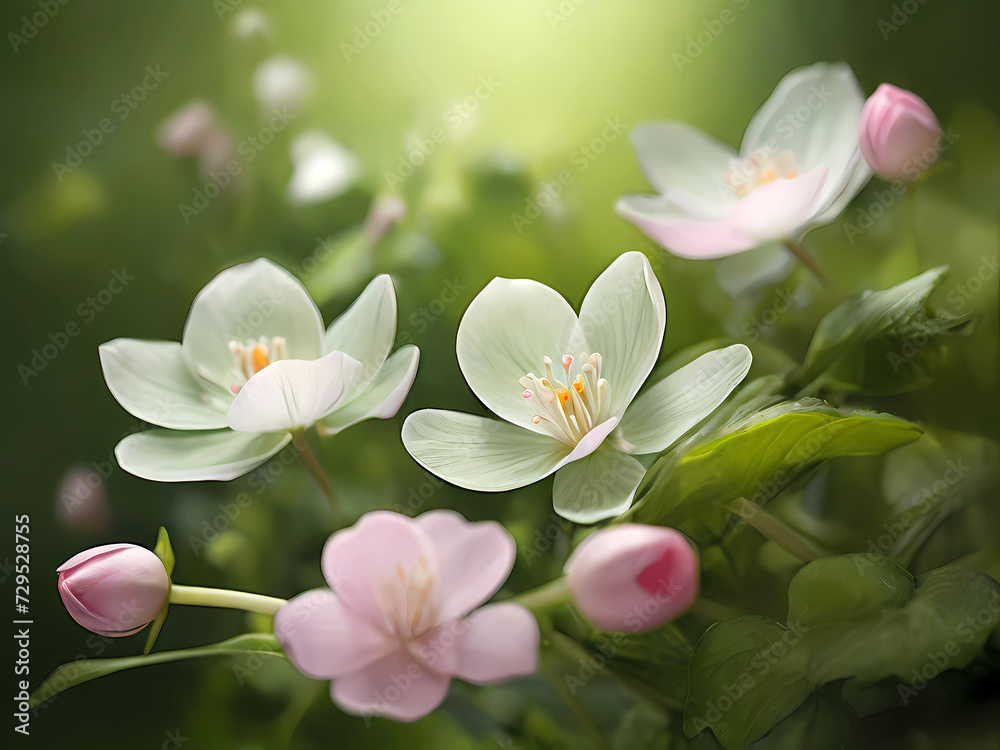 Obraz premium Blossoms Unveil Nature's Renewal in Captivating Photographs - A Kaleidoscope of Colors on a Lush Green Canvas.