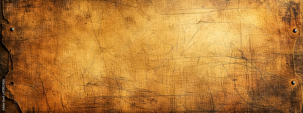 Antique Tattered Parchment Paper on Wooden Textured Background