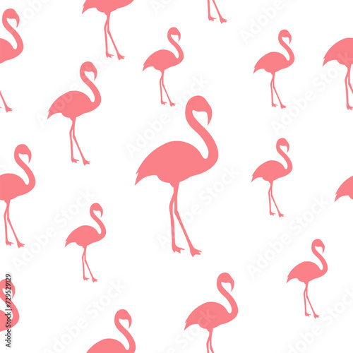 Flamingos seamless pattern isolated on white background © sljubisa