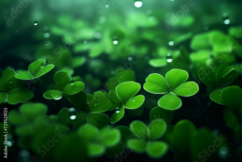 St. Patrick’s Day. Green background. Clover, shamrock