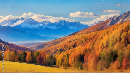 Panorama mountain autumn landscape