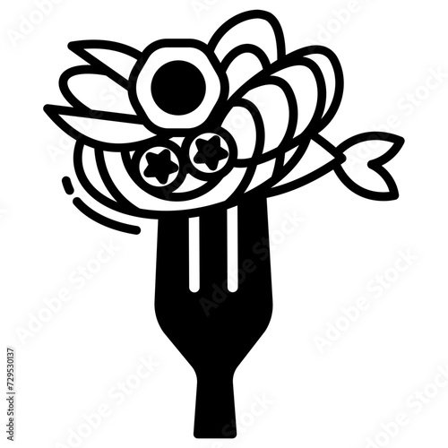 Sea food glyph and line vector illustration