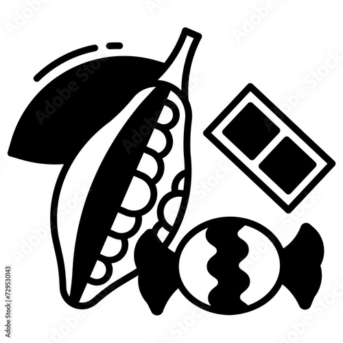 Dark chocolate  glyph and line vector illustration