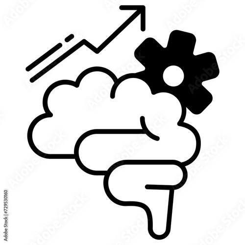 brain function glyph and line vector illustration