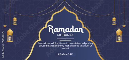 Muslim ramadan mubarak greeting banner template Design 