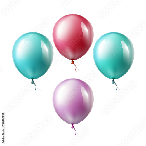 balloons set isolated on transparent and white background. Ideal for use in advertising. Generative ai