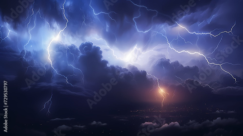 Lightning storm over natural landscape