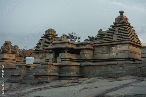 Hemakuta Hill Temple Complex on the gentle slopes of Hemakuta Hill. Hampi. India.