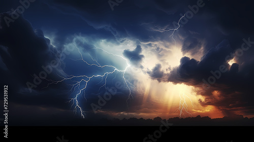 Lightning storm over natural landscape