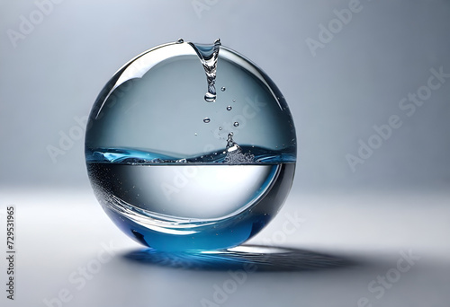 Glass ball with water and bubbles