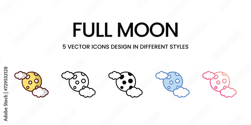 Full Moon Icon Design in Five style with Editable Stroke. Line, Solid, Flat Line, Duo Tone Color, and Color Gradient Line. Suitable for Web Page, Mobile App, UI, UX and GUI design. Full Moon Icon Design in Five style with Editable Stroke. Line, Solid, Flat Line, Duo Tone Color, and Color Gradient Line. Suitable for Web Page, Mobile App, UI, UX and GUI design.