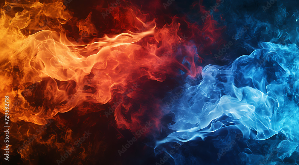 colorful hot flames on a black background in