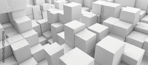 Random white cubes backdrop background. AI generated image