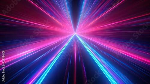 Speed light pink and blue smart modern city and skyscrapers town with neon futuristic technology background, future virtual reality, motion effect glowing, high speed light banner 