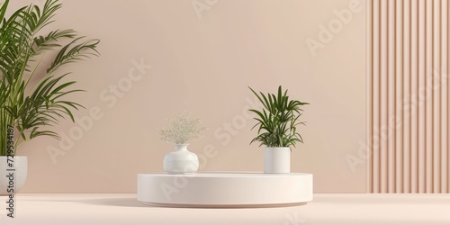 Minimalist Design Podium - Elegant Stage for Product Showcase with Clean Lines  Simple Form  and Neutral Color Palette
