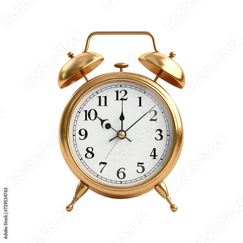 3d render alarm clock isolated on transparent background