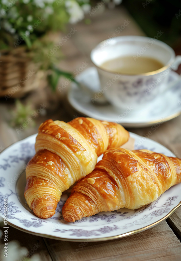 croissant and coffee croissant and coffee