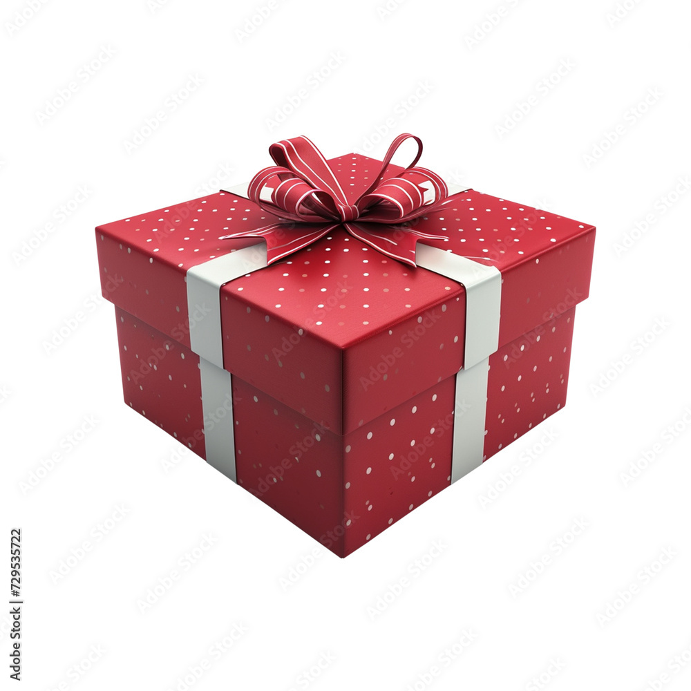 Obraz premium red gift box with a white ribbon isolated on transparent background