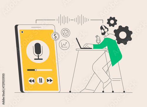 Podcast content abstract concept vector illustration.
