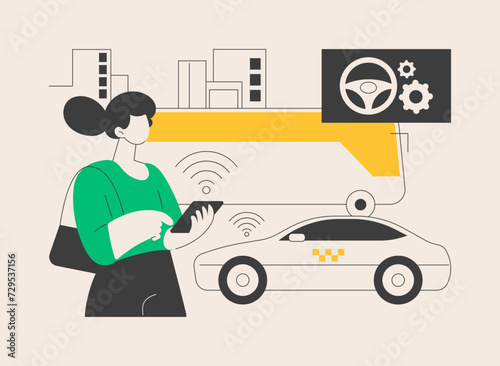Autonomous public transport abstract concept vector illustration.