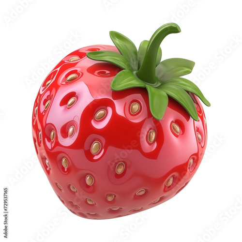 3d cartoon illustration Strawberry isolated on transparent background