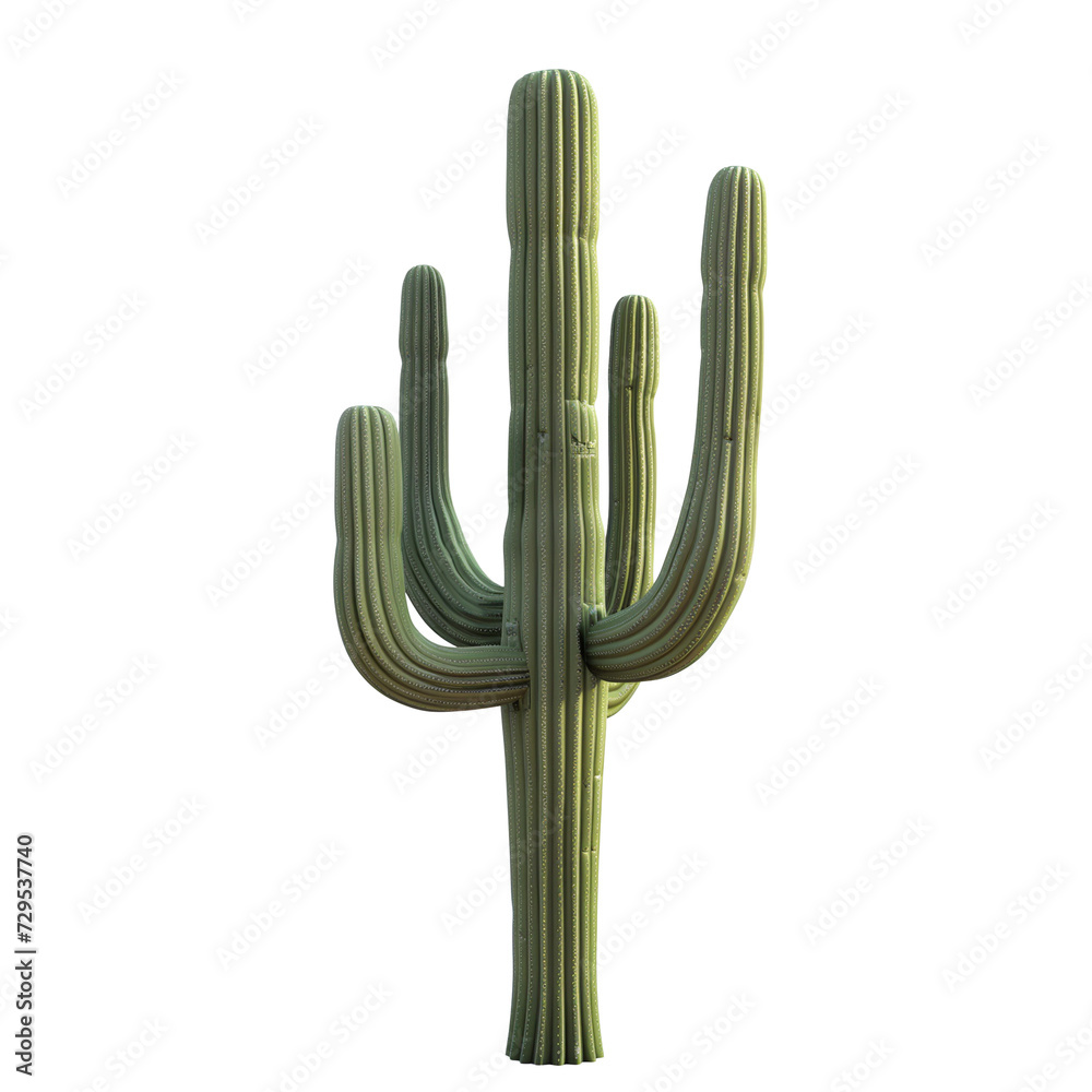 3d render, Saguaro cactus, carnegiea, gigantea, iconic desert plant of the Southwest isolated on transparent background