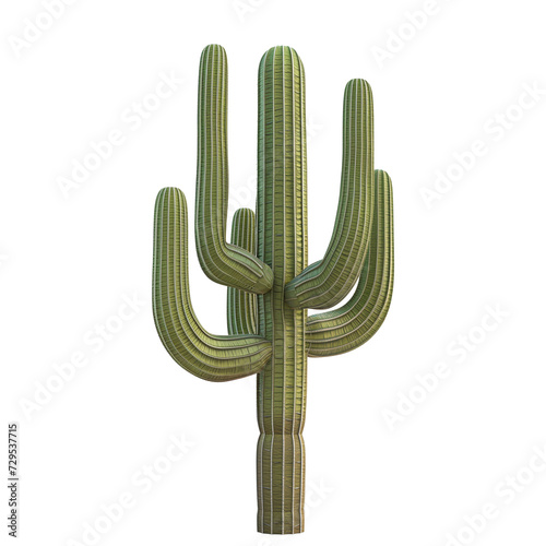 3d render, Saguaro cactus, carnegiea, gigantea, iconic desert plant of the Southwest isolated on transparent background