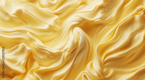 cream whipped butter close up with swirls on yellow b