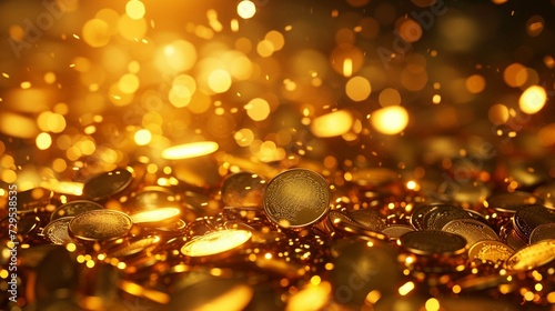  Flying golden coins rich background