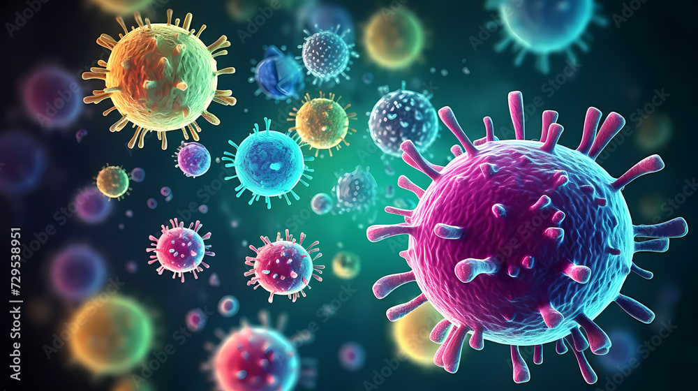 Various shapes of bacteria, probiotics on light background, macro shot of different types of bacteria Various shapes of bacteria, probiotics on light background, macro shot of different types of bacteria