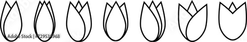 Tulip flower icon vector set. Simple tulip silhouette sign .Black tulip flowers line icons collection .