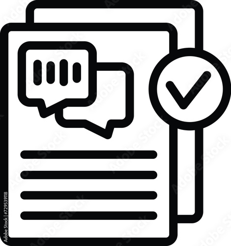 Approved text transcription icon outline vector. Academic career. Audio document