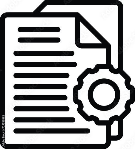 Gear document system icon outline vector. Transcribe assistant. Dark system