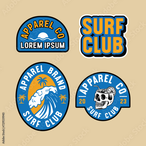 set of summer badges design, vintage emblem design, editable text