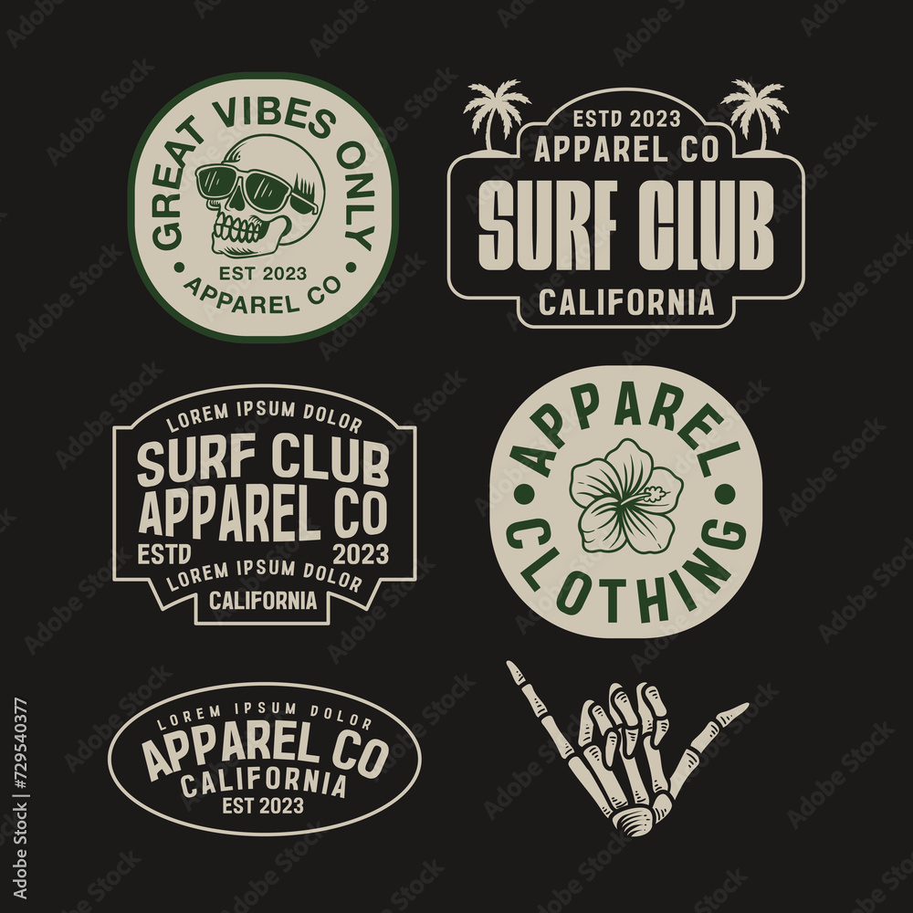 set of summer badges design, vintage emblem design, editable text