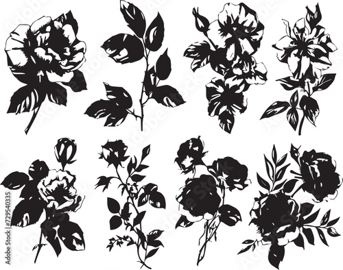Set Flower. Hand drawn vector illustration	