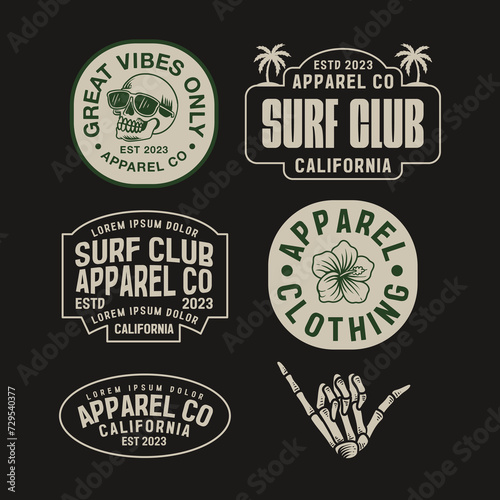 set of summer badges design, vintage emblem design, editable text
